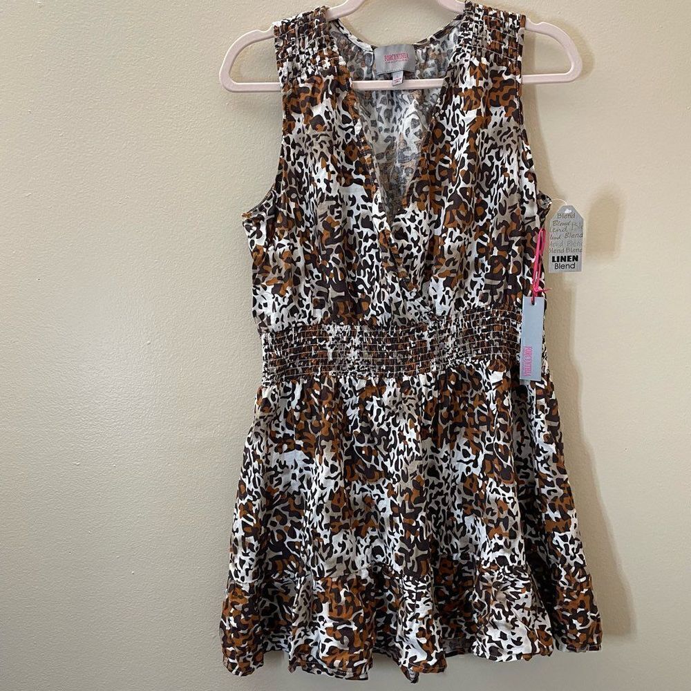 New! Forcynthia Beachwear| Large|Linen|Coverup|Cheetah|Has Stretch